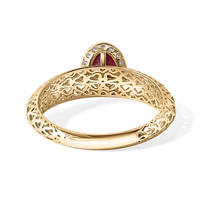 GP Amore Collection AAA Royal Ruby and Diamond I2 1.10 ctw Ring in 10K Yellow Gold (Size 6.0)