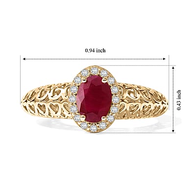 GP Amore Collection AAA Royal Ruby and Diamond I2 1.10 ctw Ring in 10K Yellow Gold (Size 6.0)
