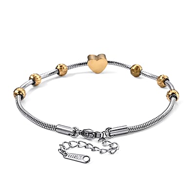 White Mother of Pearl Bracelet in ION Plated YG and Stainless Steel 7-8.5In