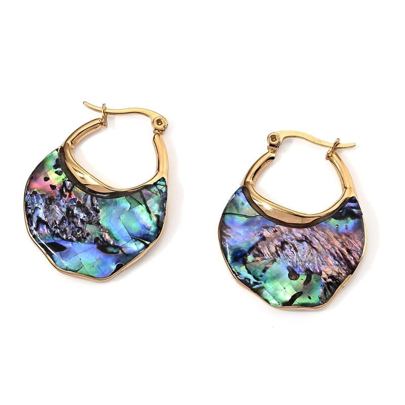 Abalone Shell Earrings in ION Plated YG Stainless Steel