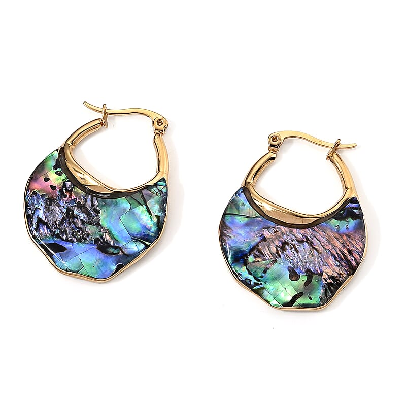 Abalone Shell Earrings in ION Plated YG Stainless Steel