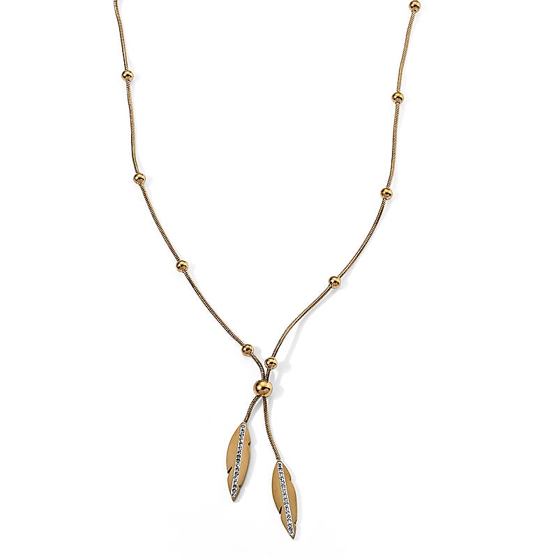 White Cubic Zirconia  Beads Necklace Pure White Stainless Steel 2.00 ctw