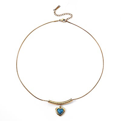 Blue Howlite 5.00 ctw Necklace in ION Plated YG Stainless Steel 15.5-17.5 Inches