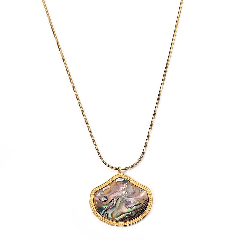 Abalone Shell Necklace in ION Plated YG Stainless Steel 16-18 Inches
