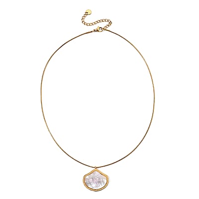 White Mother of Pearl Necklace in ION Plated YG Stainless Steel 16-18 Inches
