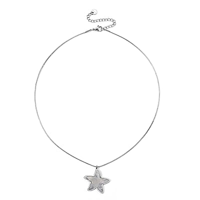 White Mother of Pearl Necklace in Stainless Steel 16-18 Inches