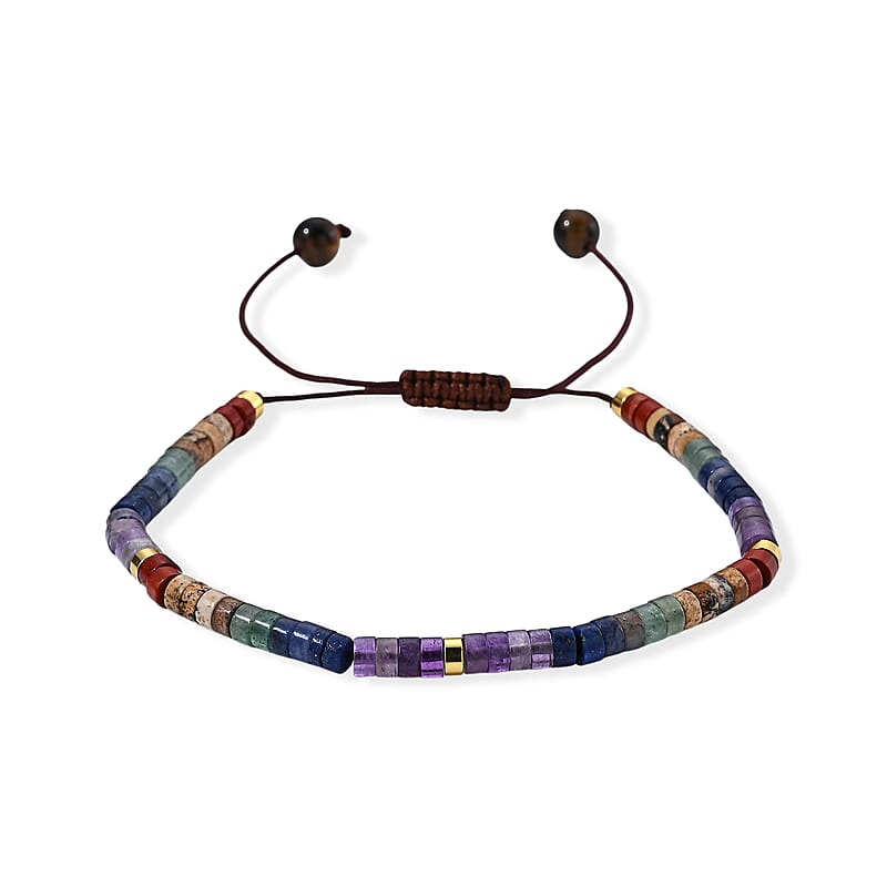 Multi Gemstone 30.00 ctw Beaded Bracelet in Goldtone (6.5-8.0In)