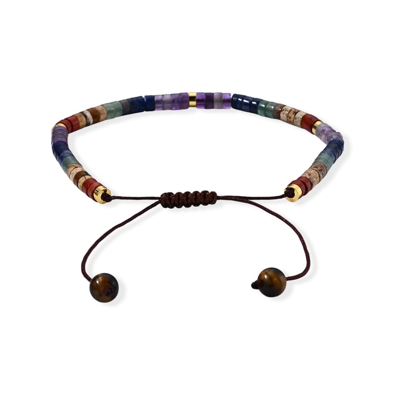 Multi Gemstone 30.00 ctw Beaded Bracelet in Goldtone (6.5-8.0In)