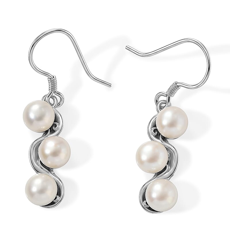 D'Joy Passport to Israel Artisan Crafted Freshwater Pearl Earrings in Sterling Silver