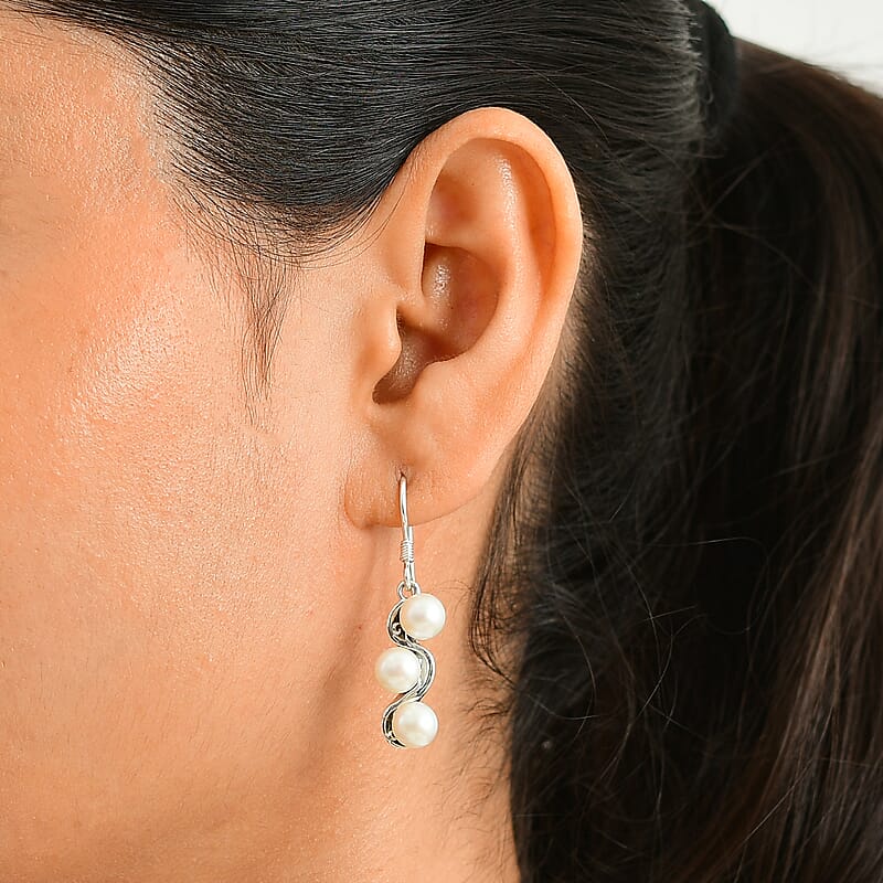 D'Joy Passport to Israel Artisan Crafted Freshwater Pearl Earrings in Sterling Silver