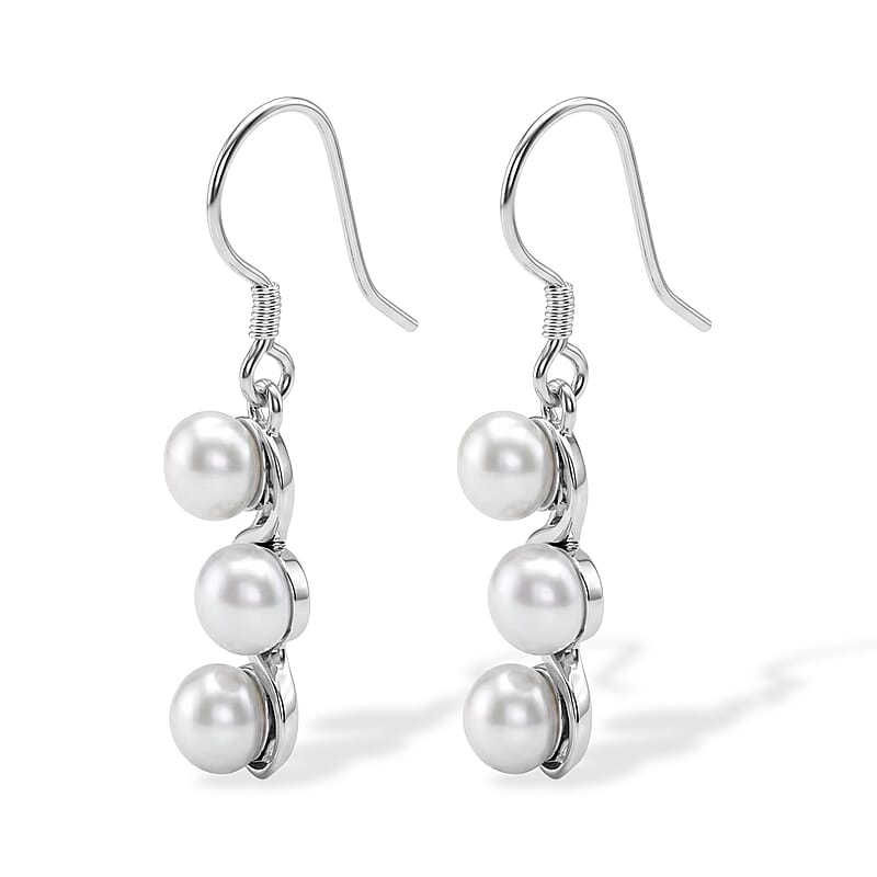 D'Joy Passport to Israel Artisan Crafted Freshwater Pearl Earrings in Sterling Silver
