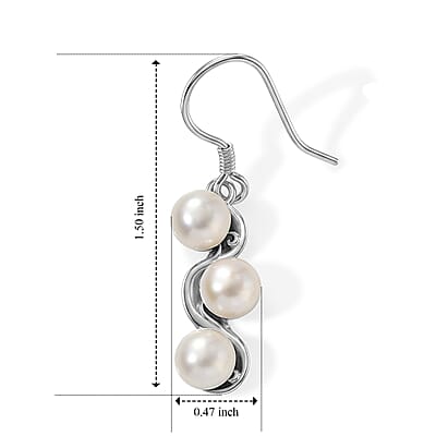 D'Joy Passport to Israel Artisan Crafted Freshwater Pearl Earrings in Sterling Silver