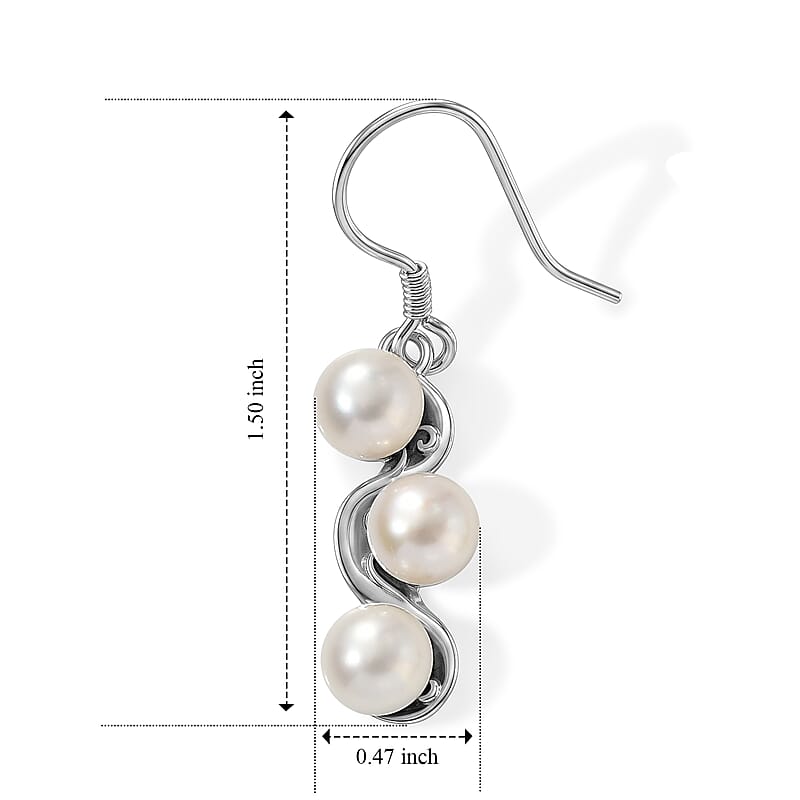 D'Joy Passport to Israel Artisan Crafted Freshwater Pearl Earrings in Sterling Silver