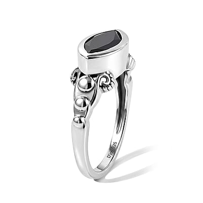 D'Joy Passport to Israel Thai Black Spinel 2.15 ctw Ring in Sterling Silver (Size 6.0)