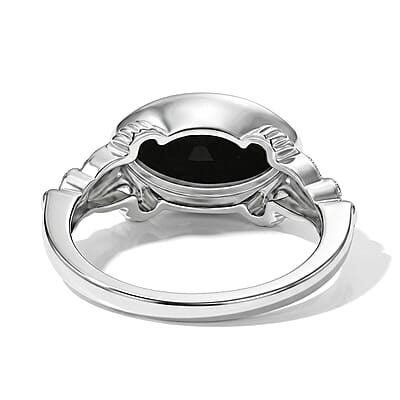 D'Joy Passport to Israel Thai Black Spinel 2.15 ctw Ring in Sterling Silver (Size 6.0)