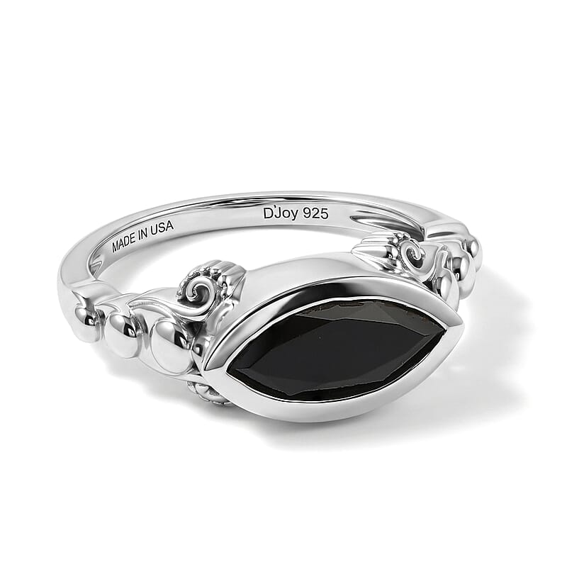 D'Joy Passport to Israel Thai Black Spinel 2.15 ctw Ring in Sterling Silver (Size 7.0)