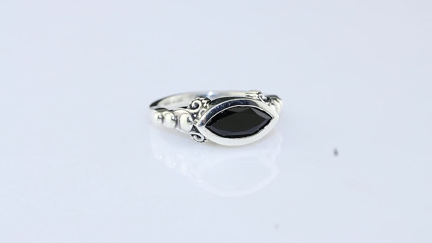 D''Joy Passport to Israel Thai Black Spinel Fancy Ring Sterling Silver (Size 7.0) 2.15 ctw