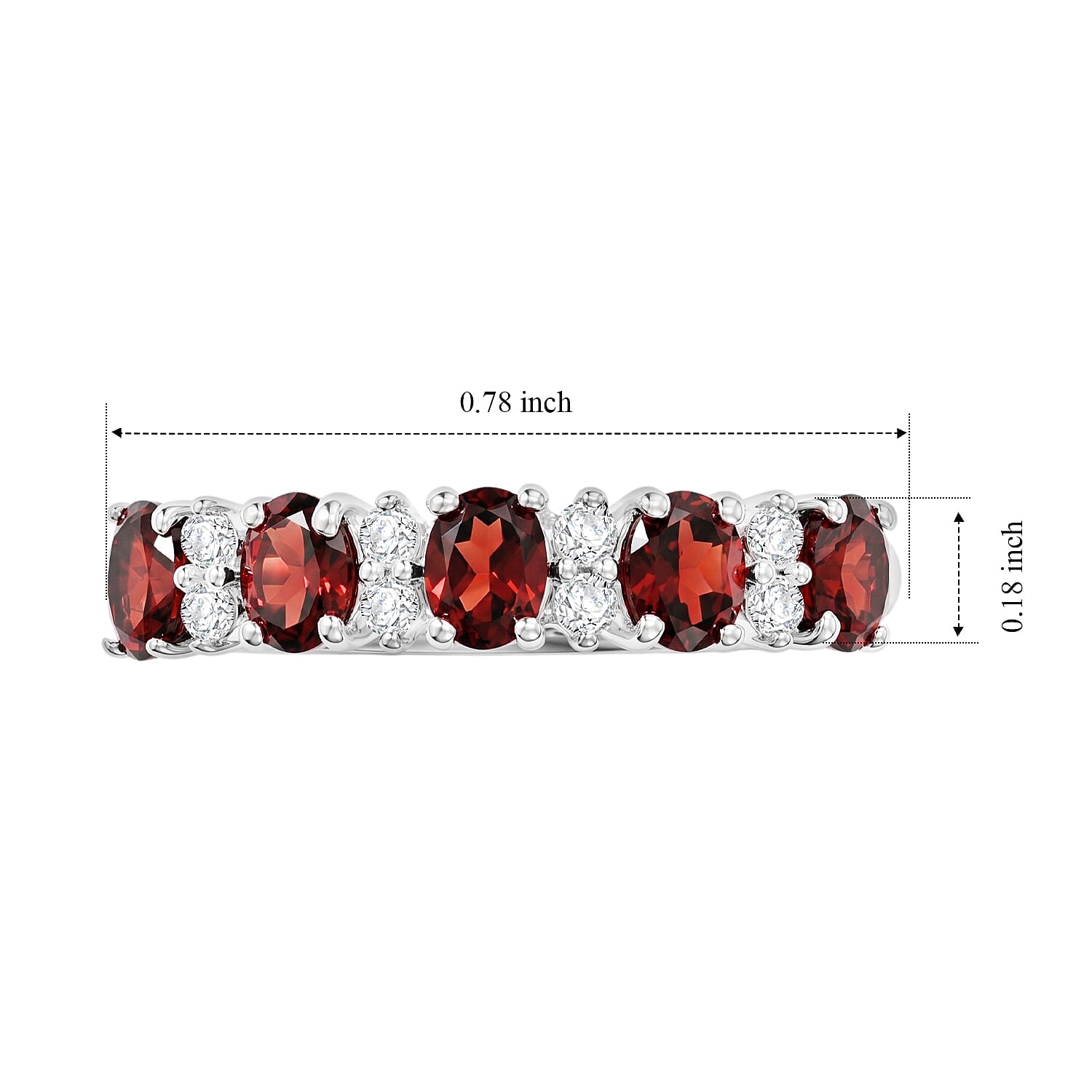 Mozambique Garnet and Simulated Diamond 0.80 ctw Ring in Sterling Silver (Size 5.0)