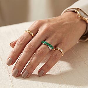 Kagem Zambian Emerald 0.70 ctw Ring in Sterling Silver (Size 8.0)