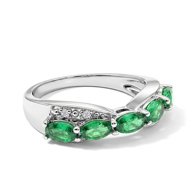 Kagem Zambian Emerald 0.70 ctw Ring in Sterling Silver (Size 10.0)
