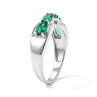 Kagem Zambian Emerald 0.70 ctw Ring in Sterling Silver (Size 10.0)