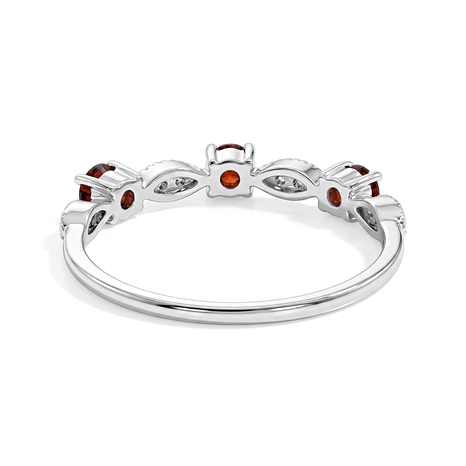 Mozambique Garnet and Simulated Diamond 0.30 ctw Ring in Sterling Silver (Size 7.0)