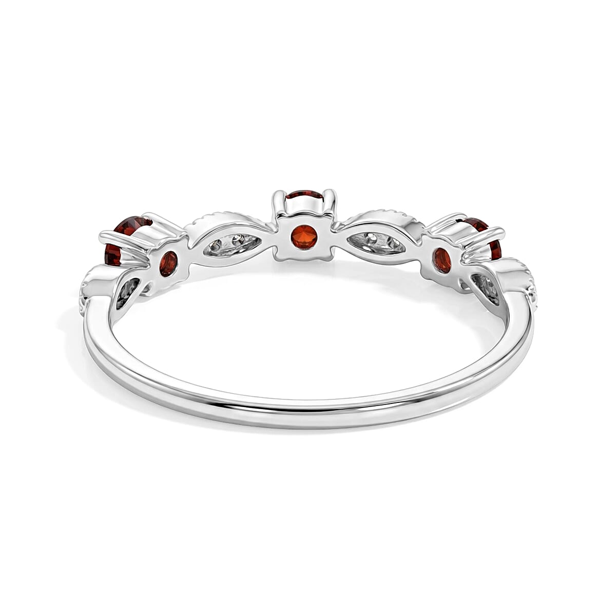 Mozambique Garnet and Simulated Diamond 0.30 ctw Ring in Sterling Silver (Size 7.0) image number 4