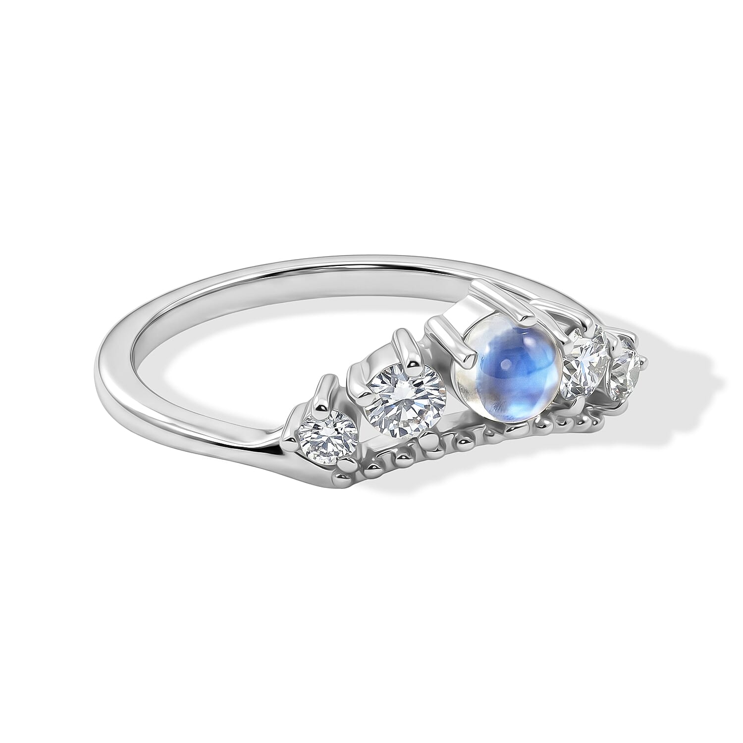 White Moonstone and White Topaz 0.25 ctw Ring in Sterling Silver (Size 7.0)