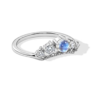 White Moonstone and White Topaz 0.25 ctw Ring in Sterling Silver (Size 7.0)