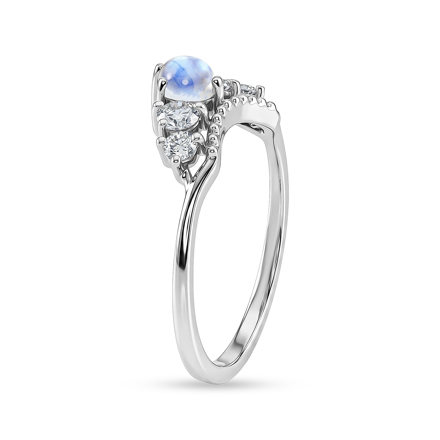 White Moonstone and White Topaz 0.25 ctw Ring in Sterling Silver (Size 7.0)