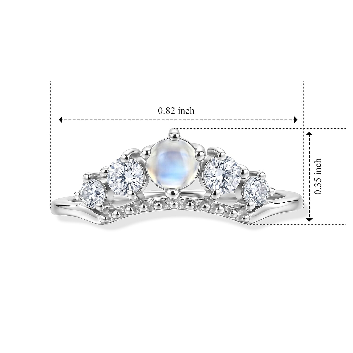 White Moonstone and White Topaz 0.25 ctw Ring in Sterling Silver (Size 7.0)