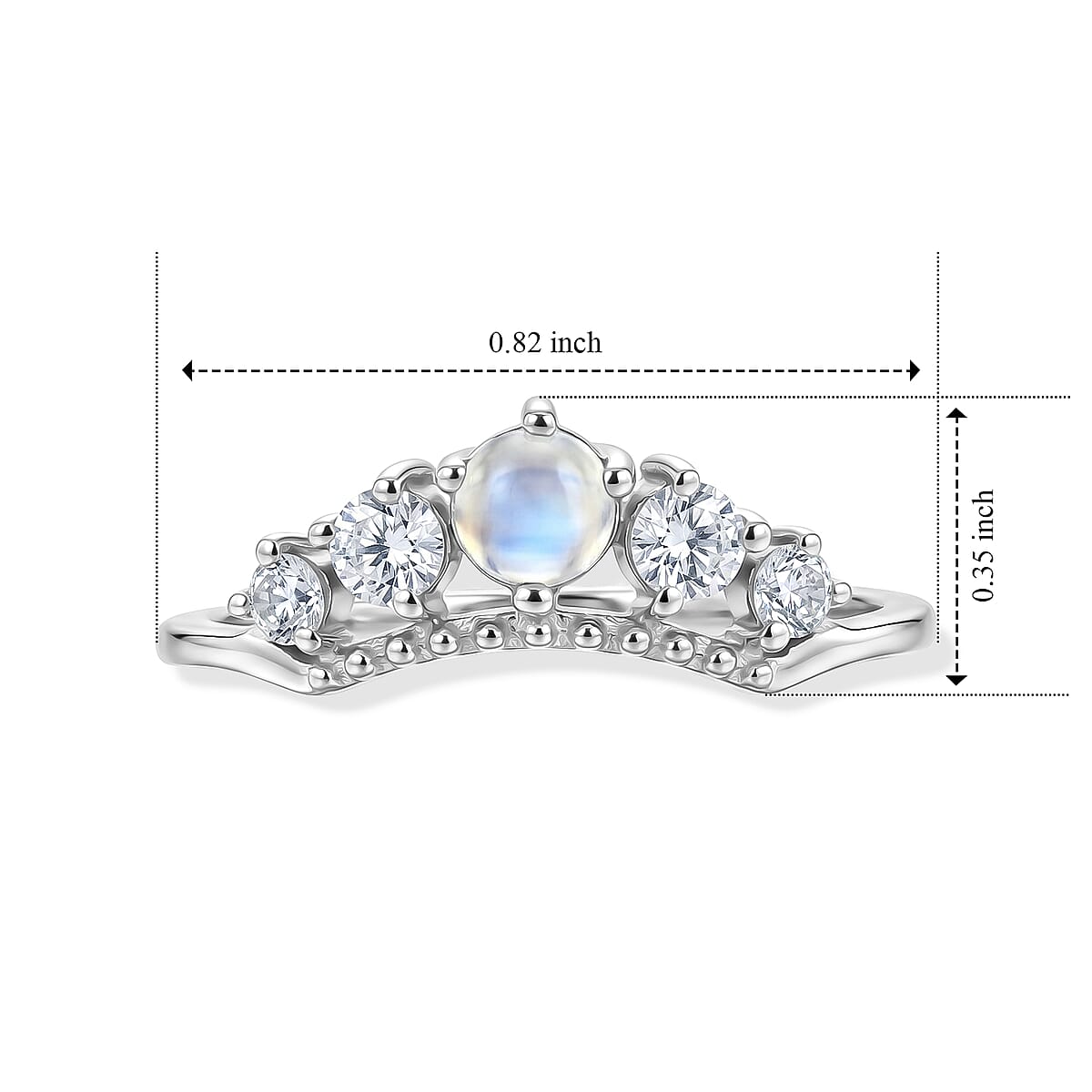 White Moonstone and White Topaz 0.25 ctw Ring in Sterling Silver (Size 7.0) image number 5
