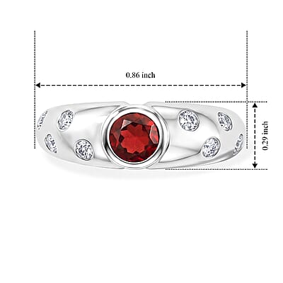 Mozambique Garnet and Simulated Diamond 1.00 ctw Ring in Sterling Silver (Size 8.0)