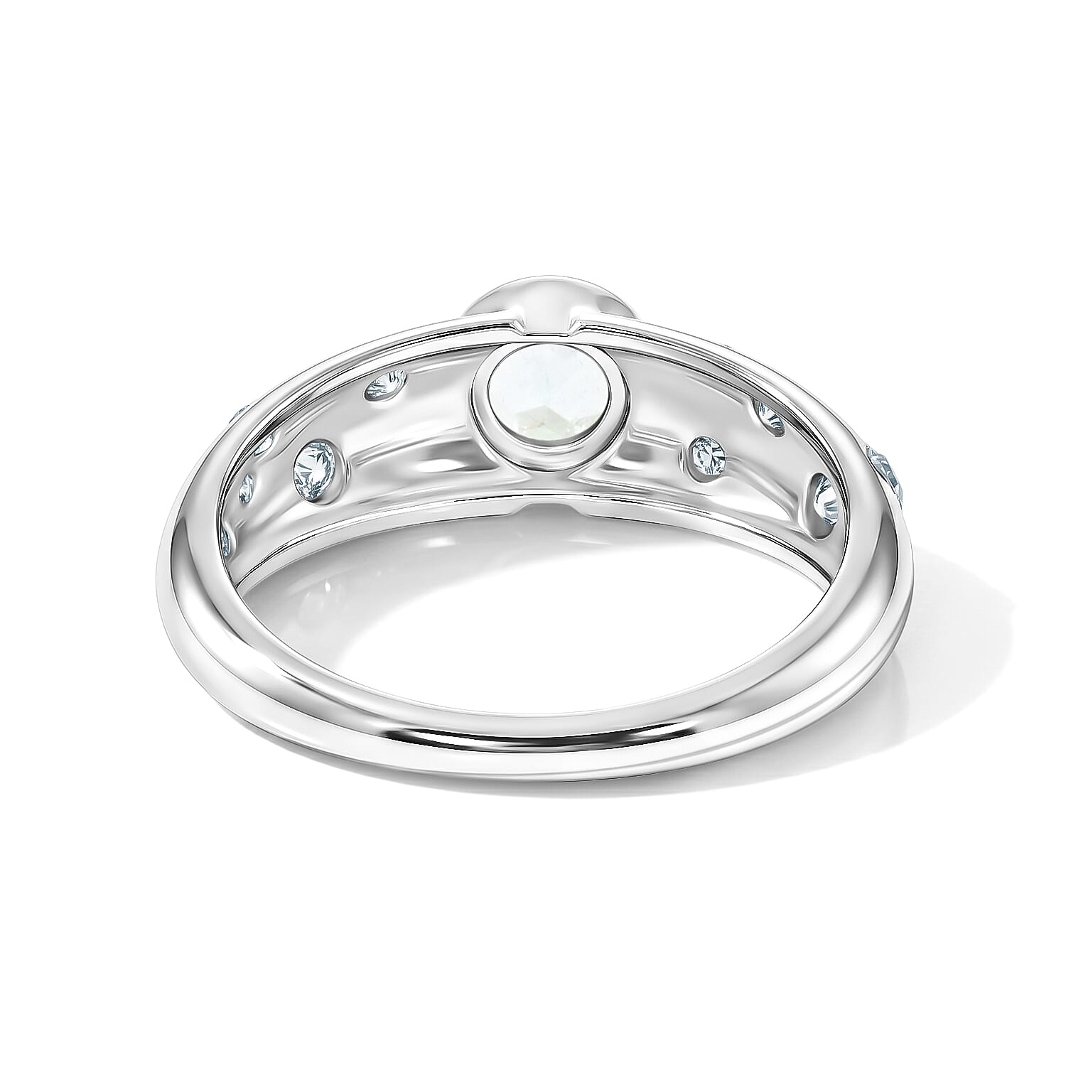 Aquamarine and Simulated Diamond 1.00 ctw Ring in Sterling Silver (Size 8.0)
