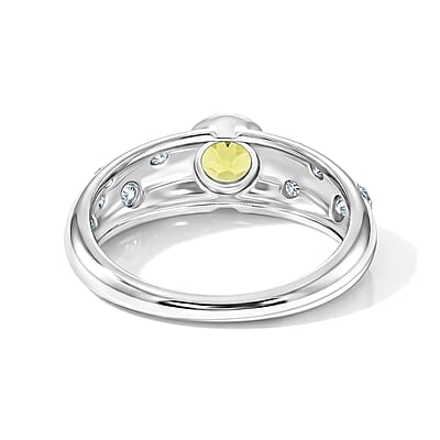 Hebei Peridot and Simulated Diamond 1.00 ctw Ring in Sterling Silver (Size 7.0)