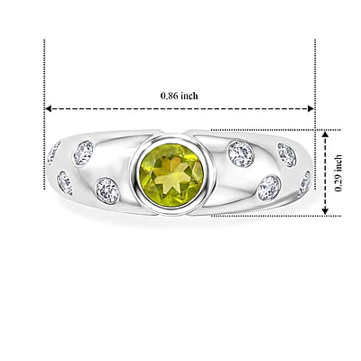 Hebei Peridot and Simulated Diamond 1.00 ctw Ring in Sterling Silver (Size 7.0)