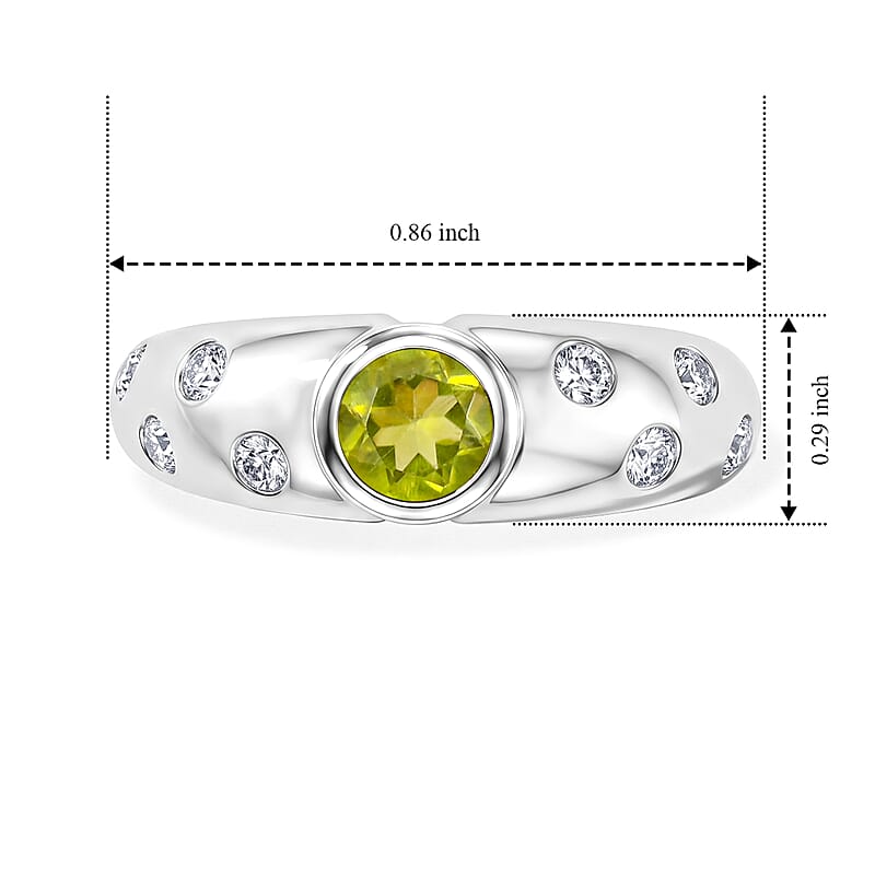 Hebei Peridot and Simulated Diamond 1.00 ctw Ring in Sterling Silver (Size 8.0)
