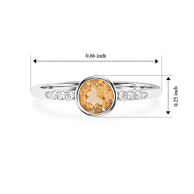 Brazilian Citrine and Simulated Diamond 0.65 ctw Ring in Sterling Silver (Size 7.0)