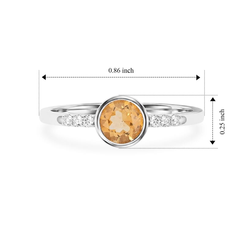 Brazilian Citrine and Simulated Diamond 0.65 ctw Ring in Sterling Silver (Size 8.0)
