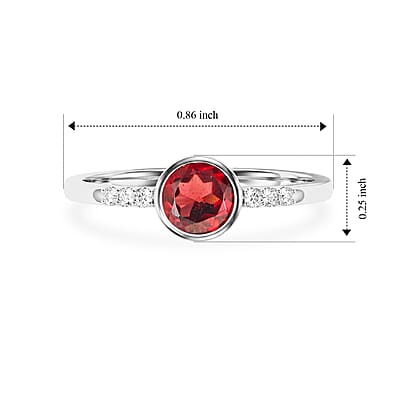 Mozambique Garnet and Simulated Diamond 0.65 ctw Ring in Sterling Silver (Size 7.0)