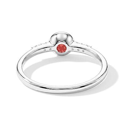 Mozambique Garnet and Simulated Diamond 0.65 ctw Ring in Sterling Silver (Size 8.0)