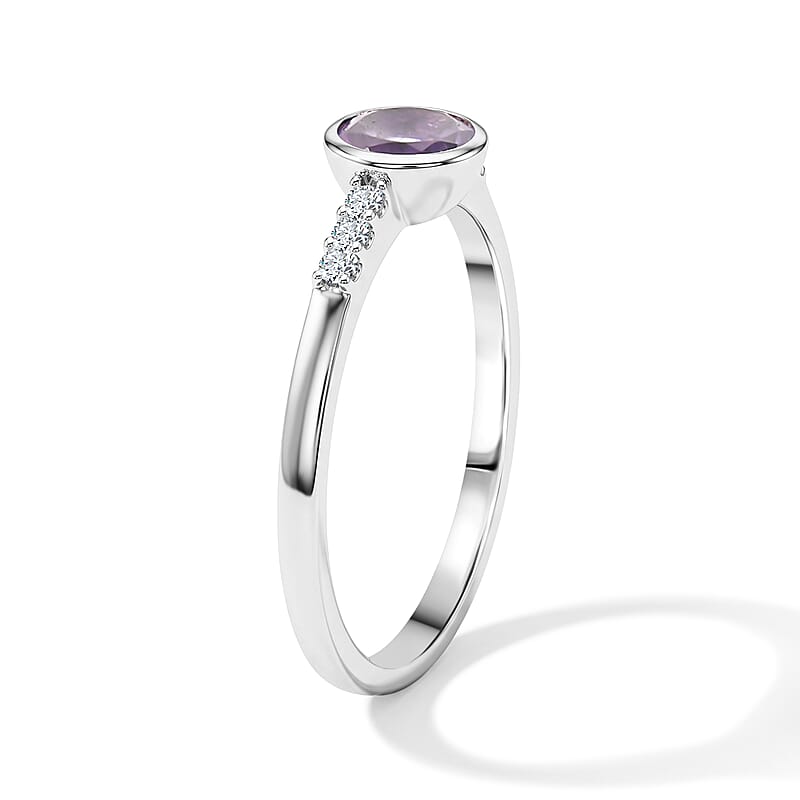 Amethyst and Simulated Diamond 0.65 ctw Ring in Sterling Silver (Size 8.0)