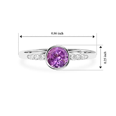 Amethyst and Simulated Diamond 0.65 ctw Ring in Sterling Silver (Size 8.0)