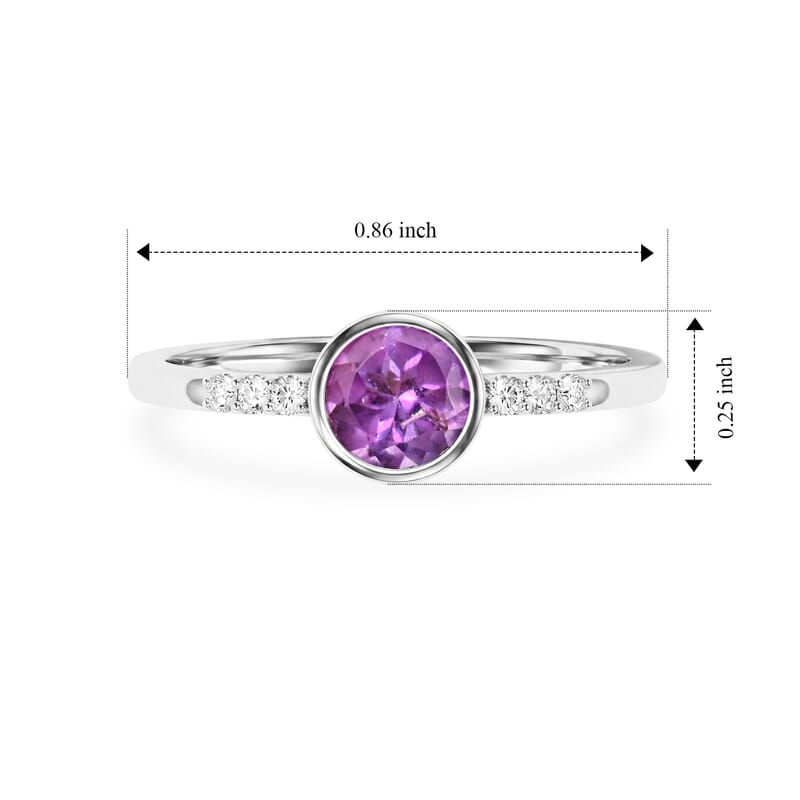 Amethyst and Simulated Diamond 0.65 ctw Ring in Sterling Silver (Size 8.0)