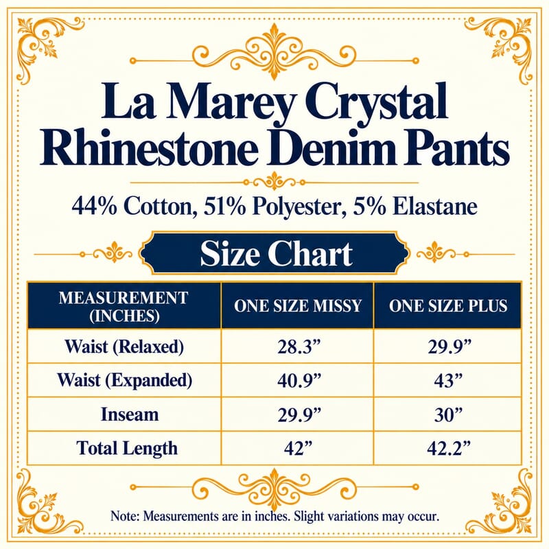 La Marey Dark Blue Crystal Rhinestone Denim Pant - One Size Missy