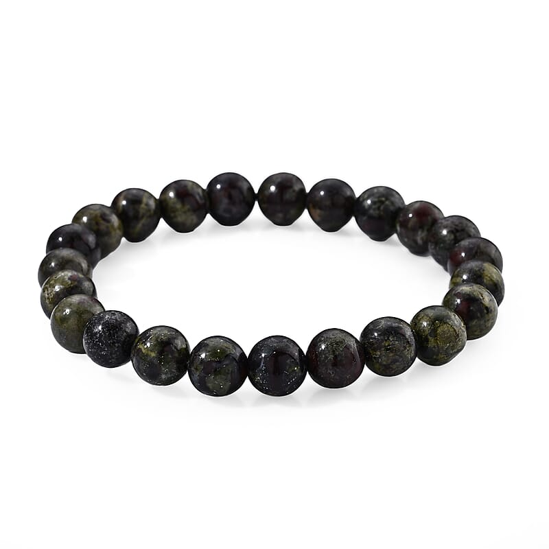 Blood Jasper 105.00 ctw Beaded Stretch Bracelet (6.25-6.75In)