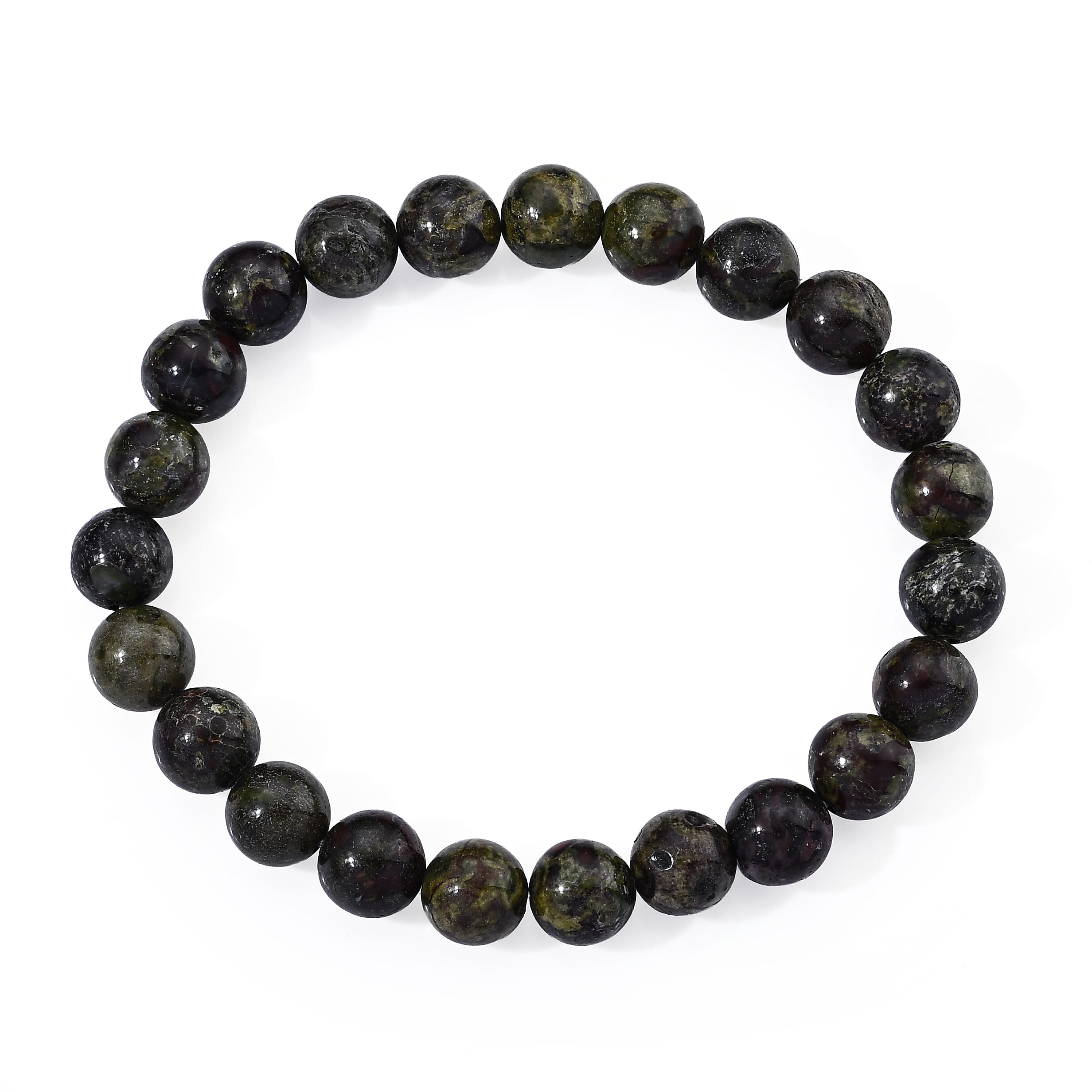 Blood Jasper 105.00 ctw Beaded Stretch Bracelet (6.25-6.75In)