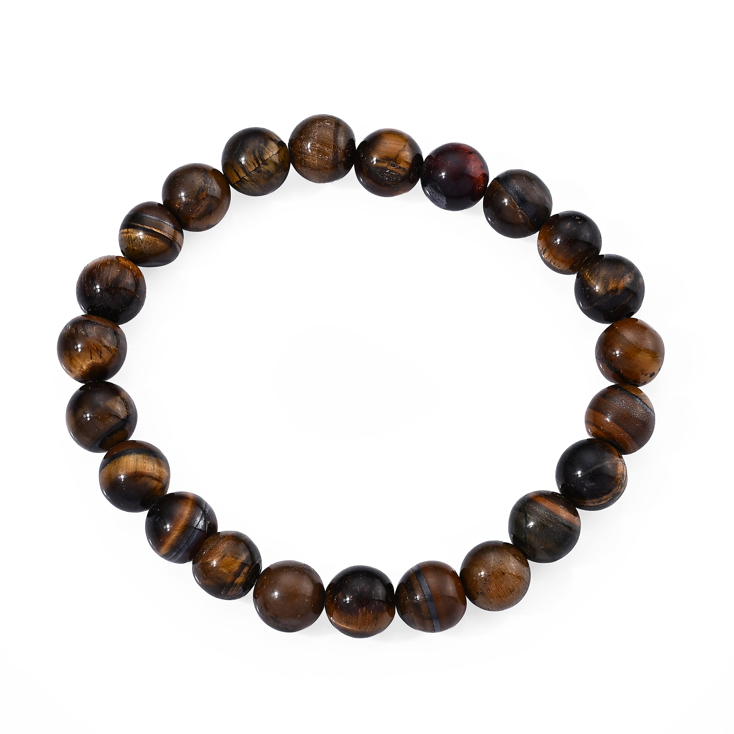 Tigers Eye 95.00 ctw Beaded Stretch Bracelet (6.25-6.75In)