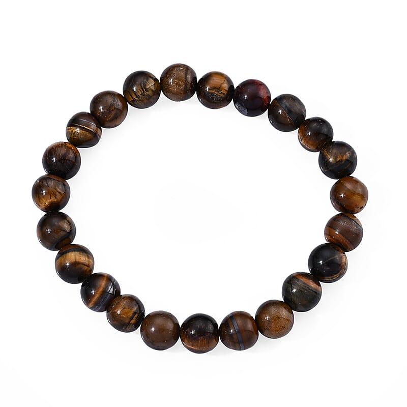 Tigers Eye 95.00 ctw Beaded Stretch Bracelet (6.25-6.75In)