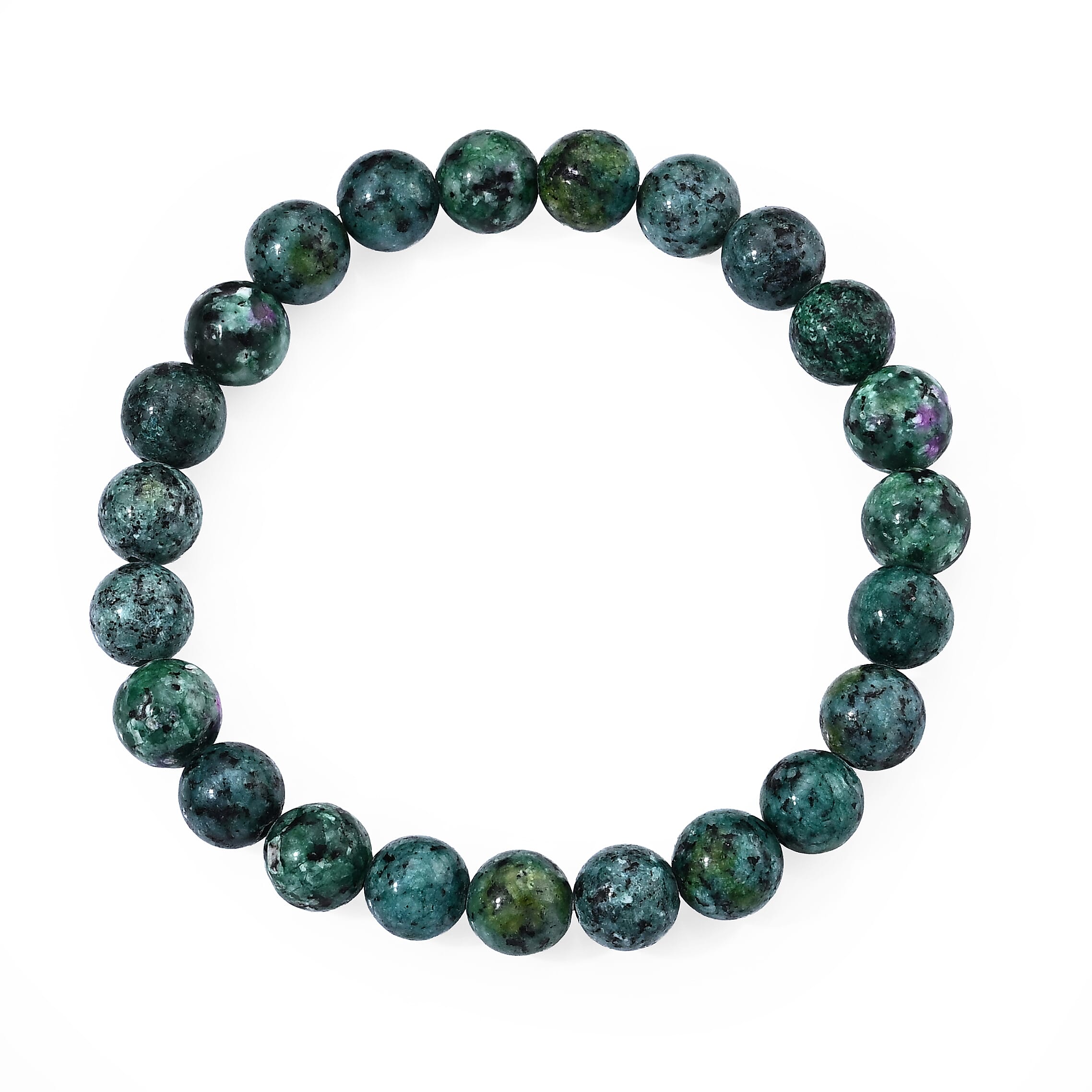 Ruby Zoisite 95.00 ctw Beaded Stretch Bracelet (6.25-6.75In)